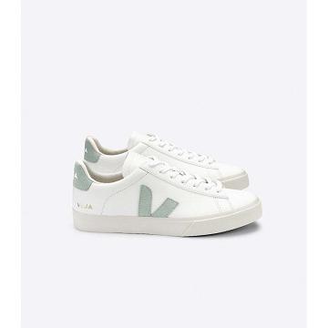 White/Green Men's Veja CAMPO CHROMEFREE Low Tops Sneakers | AU 196NWY